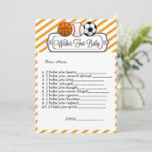 赤ちゃんのためのスポーツベイビーシャワーの願い 招待状 (スタンド正面)