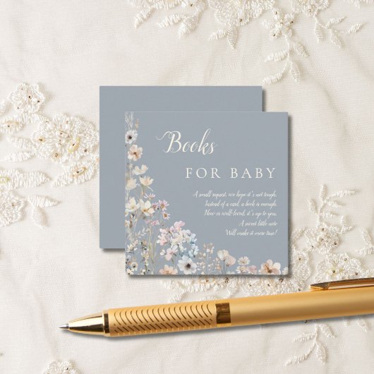 赤ちゃんのためのダスティーブルーのワイルドフラワーの絵本 エンクロージャーカード