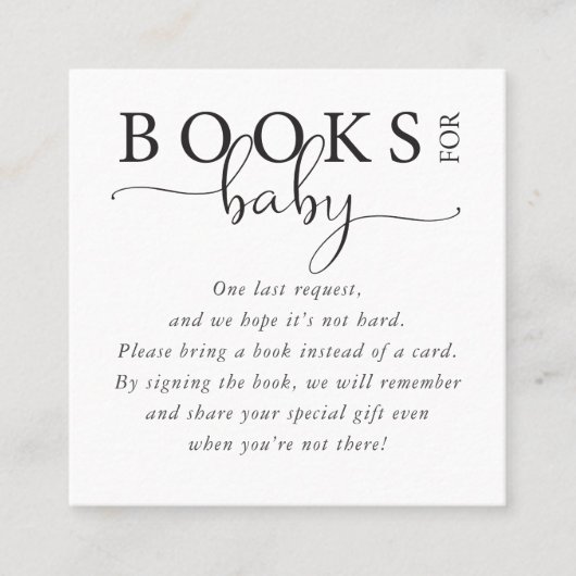 赤ちゃんのためのモダンなブック挿入 スクエア名刺 (正面)