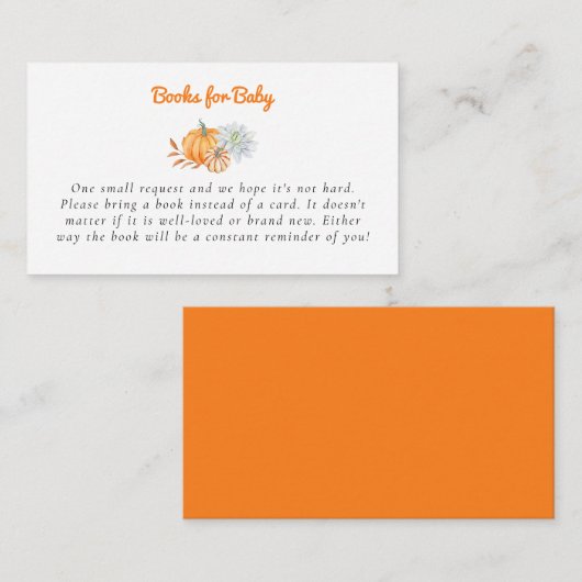 赤ちゃんのためのリトルパンプキンベイビーシャワーブック エンクロージャーカード (正面/裏面)