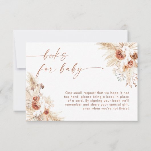 赤ちゃんのための本のリクエストカード | ボホ パンパス グラス 招待状 (正面)