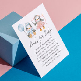 赤ちゃんのための本のリクエスト | かわいいペンギンのベビーシャワー エンクロージャーカード