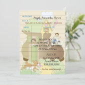 「赤ちゃんのための本の贈り物 - 図書館を作ろう」ピンクのベビーシャワー招待状 招待状 (スタンド正面)