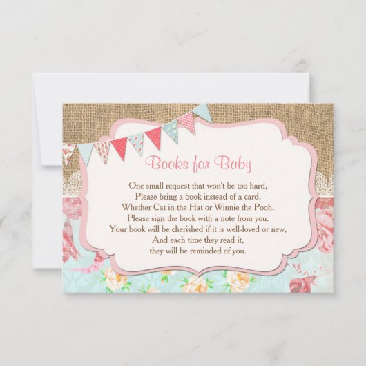 赤ちゃんのための本, 花柄の麻の本のリクエスト挿入 招待状 (正面)