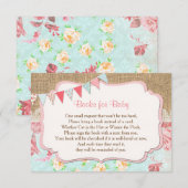 赤ちゃんのための本, 花柄の麻の本のリクエスト挿入 招待状 (正面/裏面)