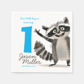 赤ちゃんのためのRacoonをテーマにした誕生日パーティー1 スタンダードカクテルナプキン (正面)