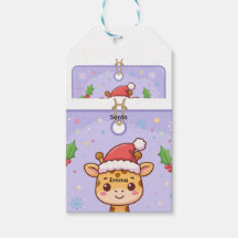 赤ちゃんのキリンのクリスマスギフトタグ