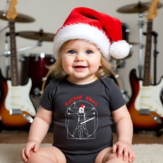 🎵🎸🎄 赤ちゃんのクリスマスをロックしよう ベビーボディスーツ