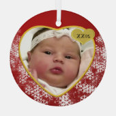赤ちゃんのクリスマス　ハート型写真飾り　生年月日 ガラスオーナメント (裏面)