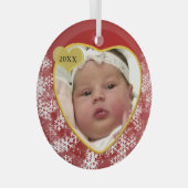 赤ちゃんのクリスマス　ハート型写真飾り　生年月日 ガラスオーナメント (正面右)
