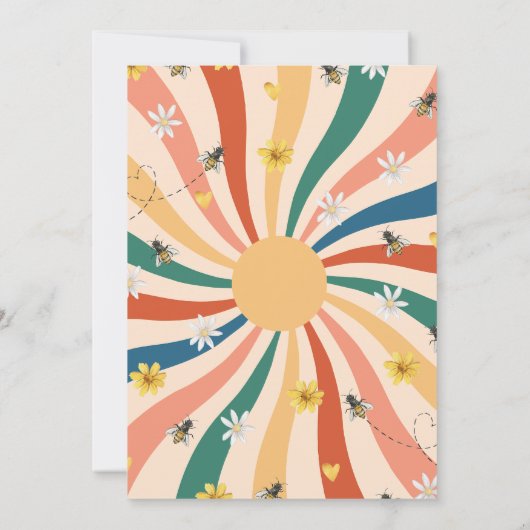 赤ちゃんのシャワーが途中で少し蜜が流れている 招待状 (裏面)