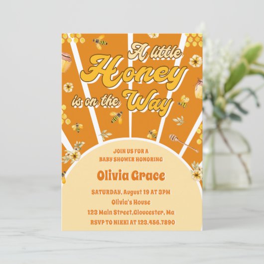 赤ちゃんのシャワーが途中で少し蜜が流れている 招待状 (スタンド正面)