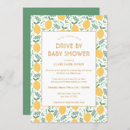 赤ちゃんのシャワーで可愛い黄色のレモンの葉をドライブ 招待状