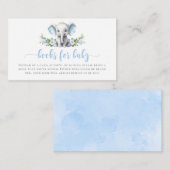 赤ちゃんのシャワーにぴったりなかわいい青い花のゾウの本 エンクロージャーカード (正面/裏面)