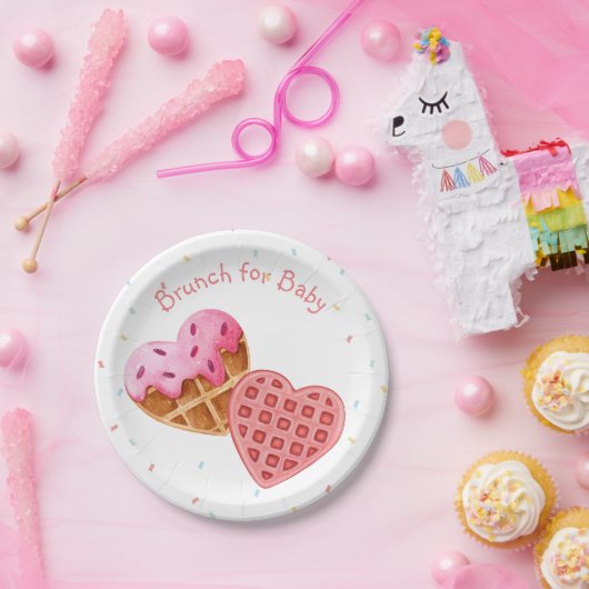 赤ちゃんのシャワーのためのピンクのブランチ ペーパープレート (パーティー)