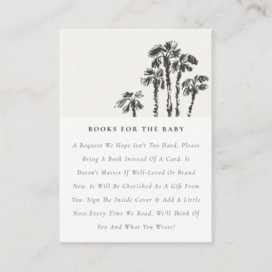 赤ちゃんのシャワーのための海岸のヤシの木のスケッチブック エンクロージャーカード (正面)