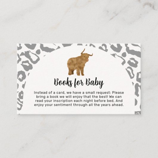 赤ちゃんのシャワーのための黒いボホアーチ聖なる牛の本 エンクロージャーカード (正面)