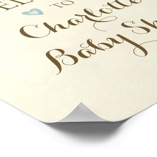 赤ちゃんのシャワーのサイン青それは少年のウッドランドの熊だ ポスター (角)