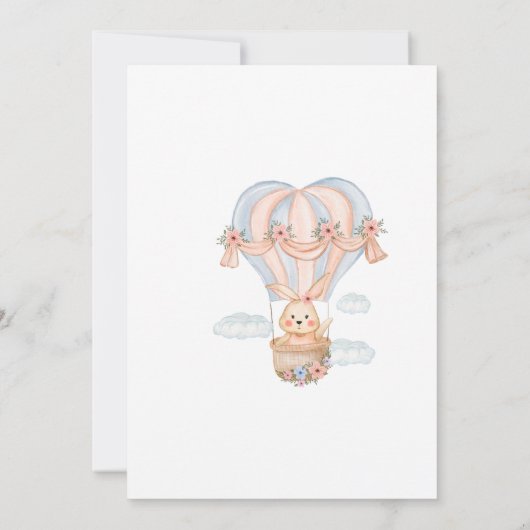 赤ちゃんのシャワーの途中に小さなバニーがある 招待状 (裏面)