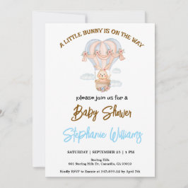 赤ちゃんのシャワーの途中に小さなバニーがある 招待状