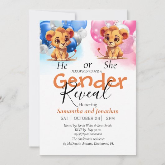 赤ちゃんのシャワーまたはジェンダーの暴露 案内状 (正面)