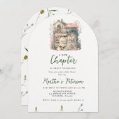 赤ちゃんのシャワーを始めようとしている新しい章を物語る 招待状 (正面/裏面)