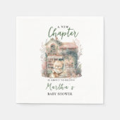 赤ちゃんのシャワーを始める新しい章を物語る スタンダードカクテルナプキン (正面)