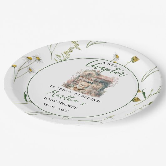 赤ちゃんのシャワーを始める新しい章を物語る ペーパープレート (アングル)