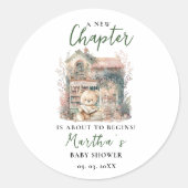 赤ちゃんのシャワーを始める新しい章を物語る ラウンドシール (正面)