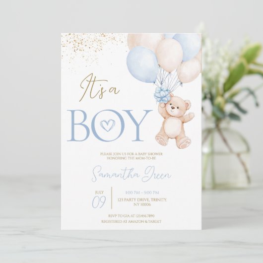 赤ちゃんのシャワーを待つのは男の子だ 招待状 (スタンド正面)