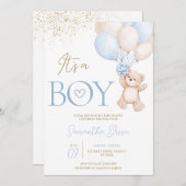 赤ちゃんのシャワーを待つのは男の子だ 招待状 (正面/裏面)