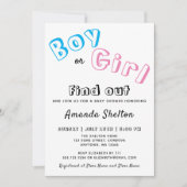 赤ちゃんのシャワーを明かす青いピンクの性別 招待状 (正面)