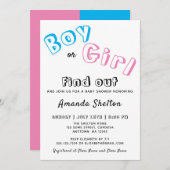 赤ちゃんのシャワーを明かす青いピンクの性別 招待状 (正面/裏面)