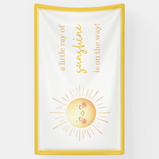 赤ちゃんのシャワーを浴びる太陽の光線が少し流れている 横断幕 (縦)