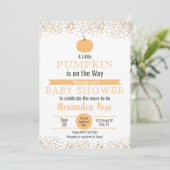 赤ちゃんのシャワーを浴びる途中の小さなカボチャ 招待状 (スタンド正面)