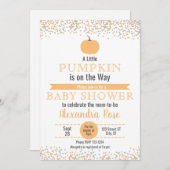 赤ちゃんのシャワーを浴びる途中の小さなカボチャ 招待状 (正面/裏面)
