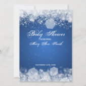 赤ちゃんのシャワーを願う夜の青が輝く 招待状 (裏面)