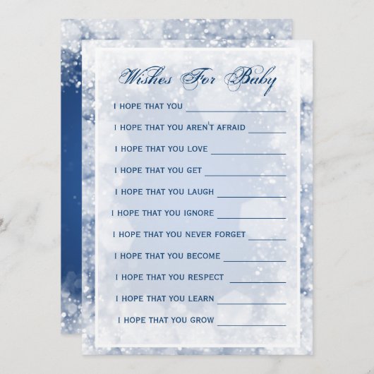 赤ちゃんのシャワーを願う夜の青が輝く 招待状 (正面/裏面)