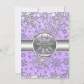 赤ちゃんのシャワーカードを願う紫の雪 招待状 (裏面)