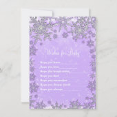 赤ちゃんのシャワーカードを願う紫の雪 招待状 (正面)