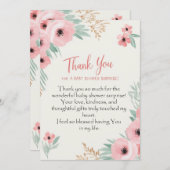 赤ちゃんのシャワーサプライズへの短い感謝メッセージ 招待状 (正面/裏面)