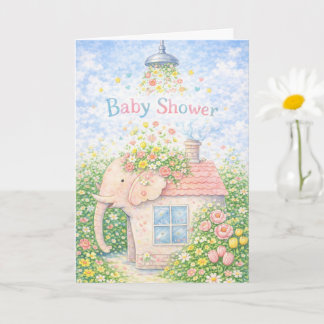 赤ちゃんのシャワーパーティーの象の小屋 カード