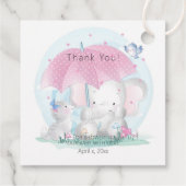 赤ちゃんのシャワー傘キット 象 子猫 蝶 フェイバータグ (裏面)