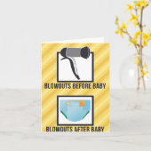 赤ちゃんのシャワー前と後おもしろいの吹き出し挨拶 カード (黄色い花)