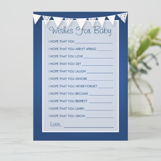 赤ちゃんのシャワー愛のブルーバウンティング アドバイスカード (スタンド正面)