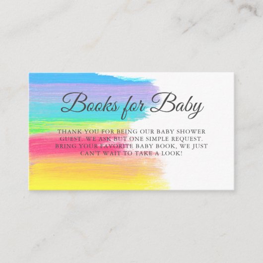 赤ちゃんのシャワー韻のための美しい虹の本 エンクロージャーカード (正面)