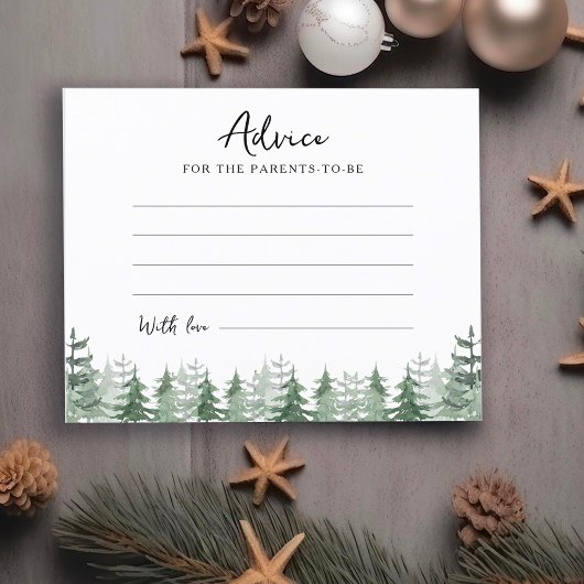 赤ちゃんのシャワー 水彩の松の木のアドバイス 親になる人へのメッセージ