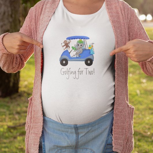 赤ちゃんのゾウの男の子とサルがゴルフ Tシャツ