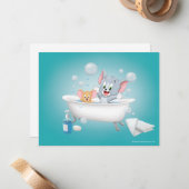 赤ちゃんのトムとジェリー、お風呂に入る ノートカード (正面/裏面インサイチュ)