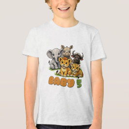 赤ちゃんのビッグファイブサファリの保育園アースカラーアート トライブレンドTシャツ